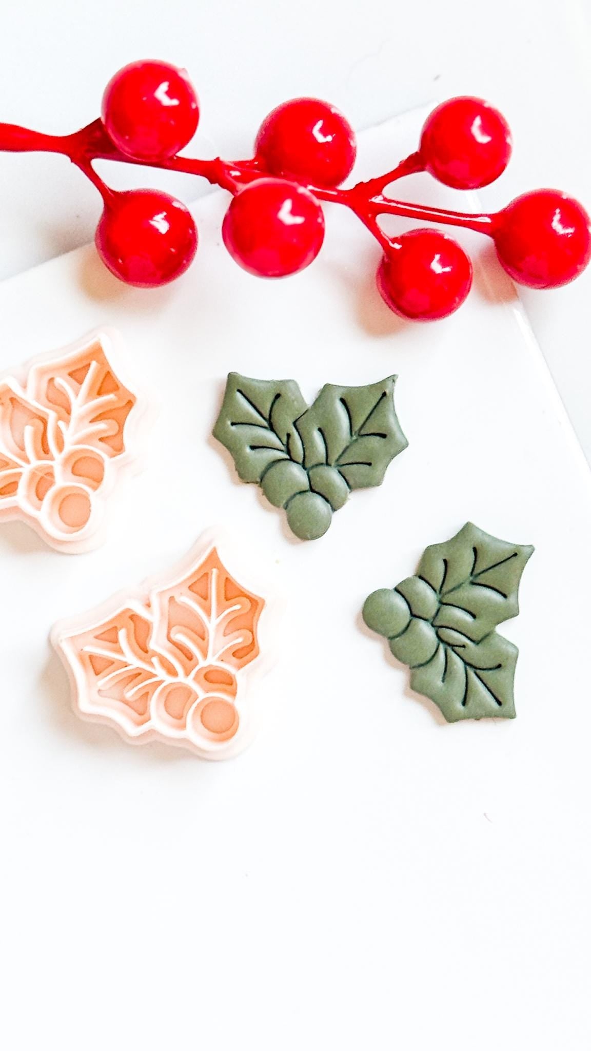 Holly Leaves Polymer Clay Cutter Christmas Earrings and Ornaments