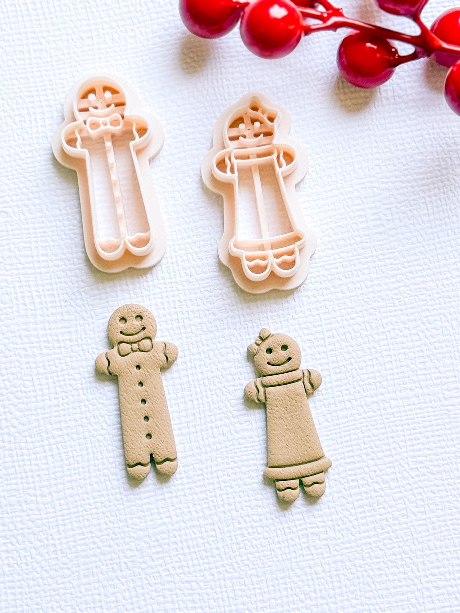 Gingerbread Boy and Girl Polymer Clay Cutters Christmas Earring Clay Tools