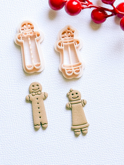 Gingerbread Boy and Girl Polymer Clay Cutters Christmas Earring Clay Tools