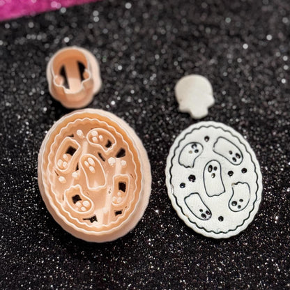 Ghost Cameo Polymer Clay Cutter Set: Halloween Skull Jewelry Making