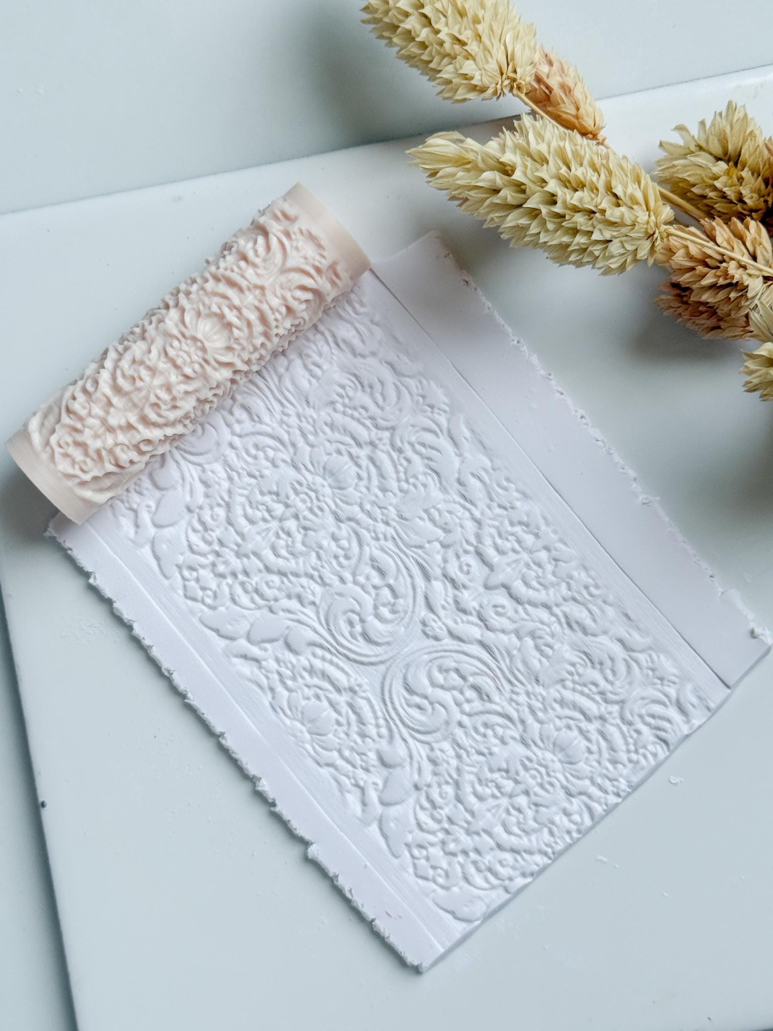 Rococo Floral Scroll Polymer Clay Roller Embossing Texture Tool