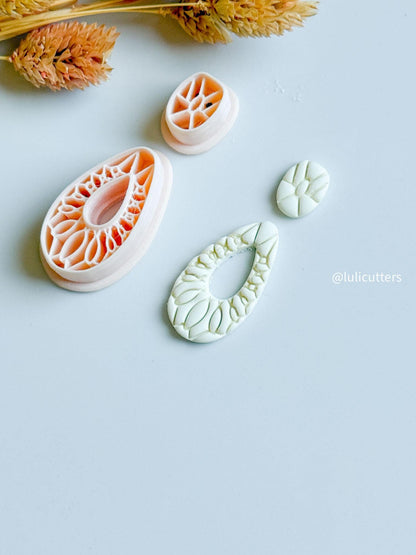 Floral Teardrop Polymer Clay Cutter Set: Botanical Jewelry Mold