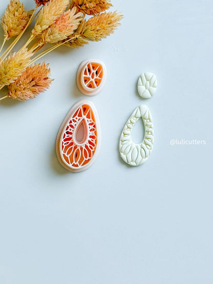 Floral Teardrop Polymer Clay Cutter Set: Botanical Jewelry Mold