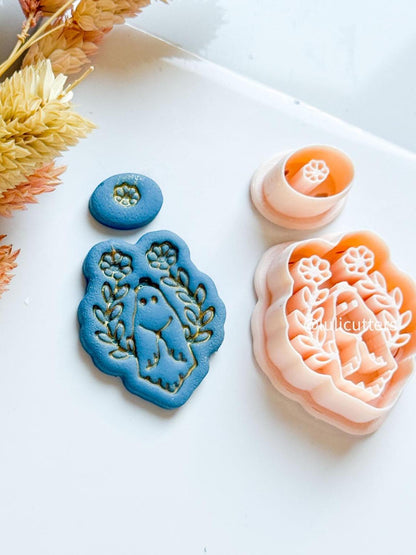 Floral Ghost Clay Cutter Set: Halloween Jewelry Mold with Topper