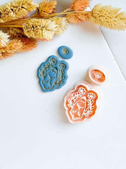 Floral Ghost Clay Cutter Set: Halloween Jewelry Mold with Topper