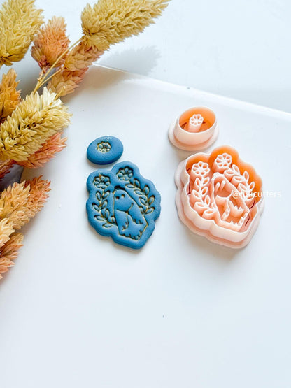 Floral Ghost Clay Cutter Set: Halloween Jewelry Mold with Topper