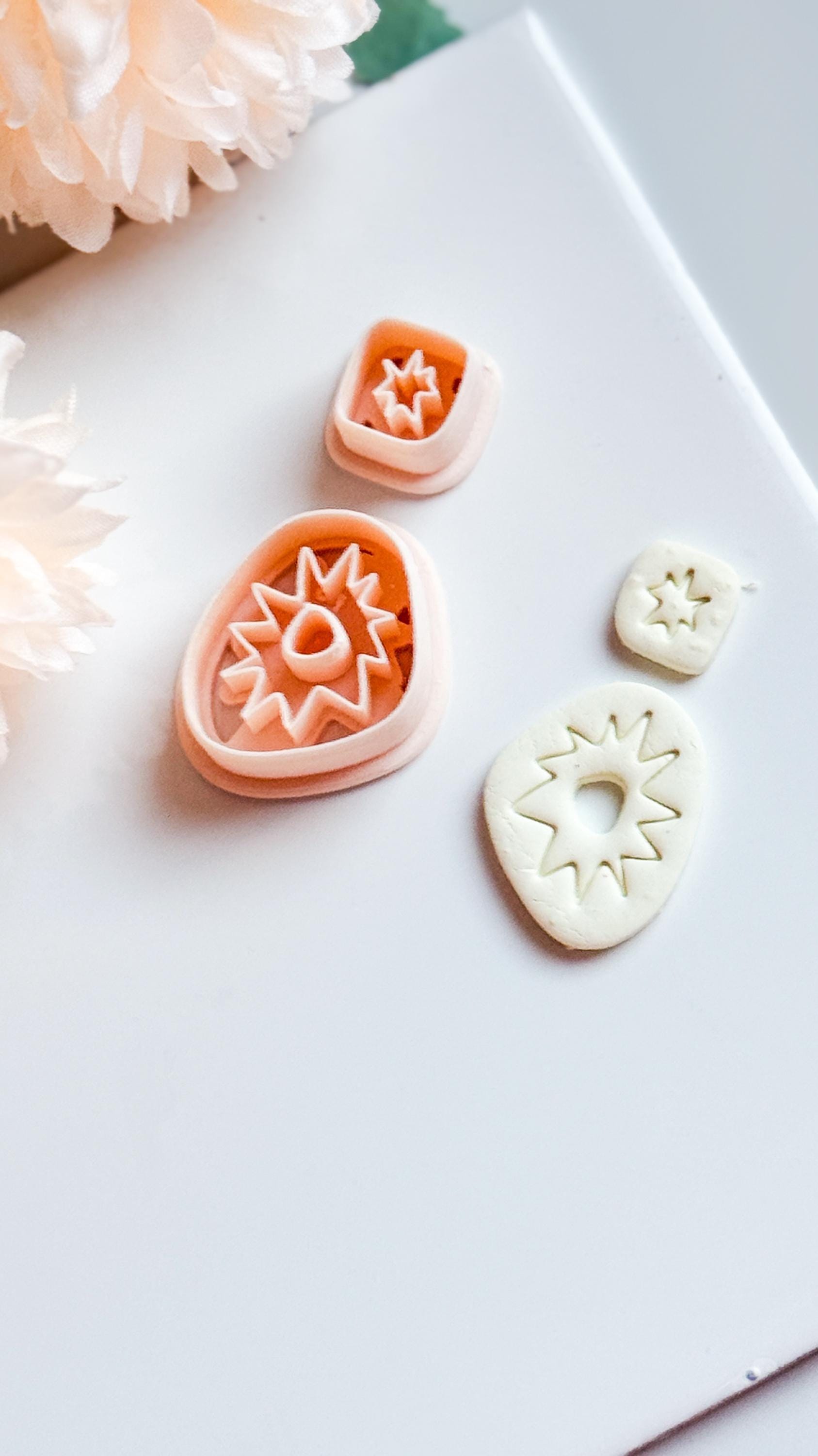 Sunburst Polymer Clay Earring Cutters: Abstract Layered Shapes