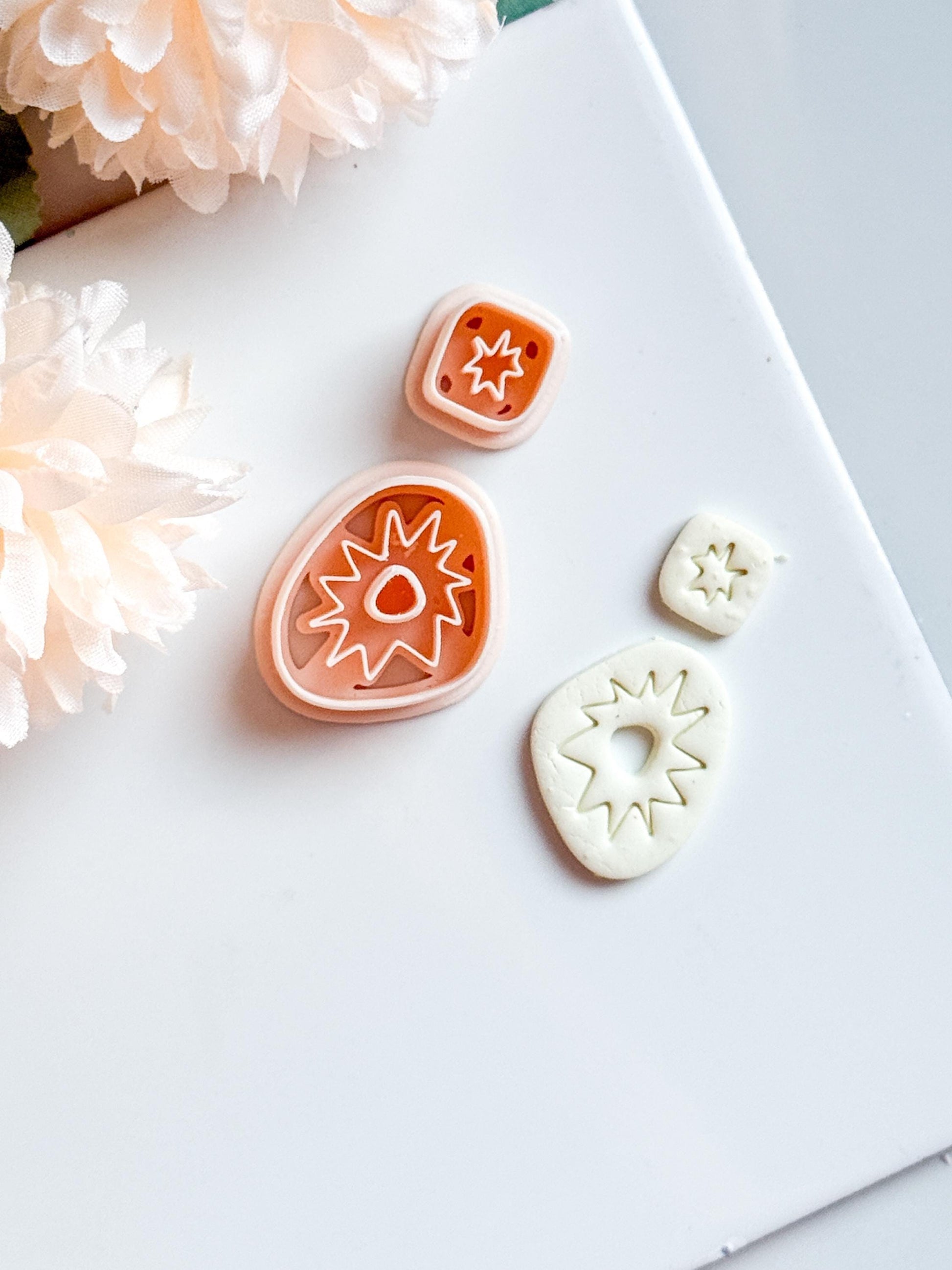 Sunburst Polymer Clay Earring Cutters: Abstract Layered Shapes