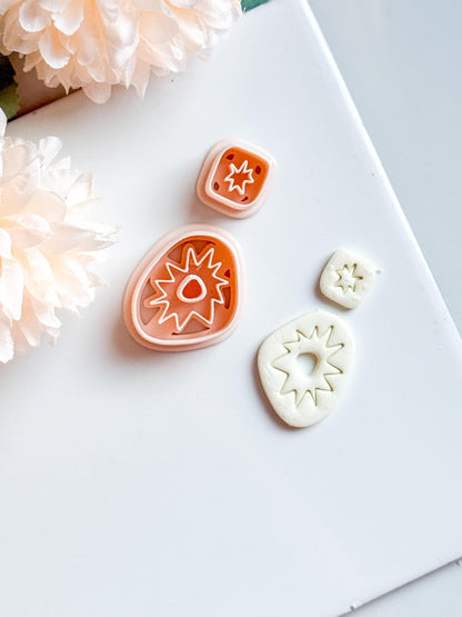 Sunburst Polymer Clay Earring Cutters: Abstract Layered Shapes