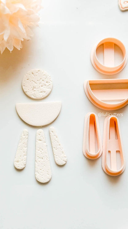 Geometric Clay Earring Cutter Set Includes Arch Drop + Circle + Half Moon Topper