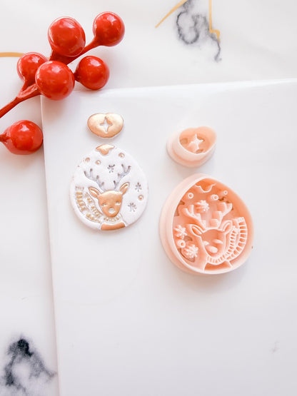 Winter Fairy Reindeer Ornament Polymer Clay Cutter Set Holiday Jewelry & Decor