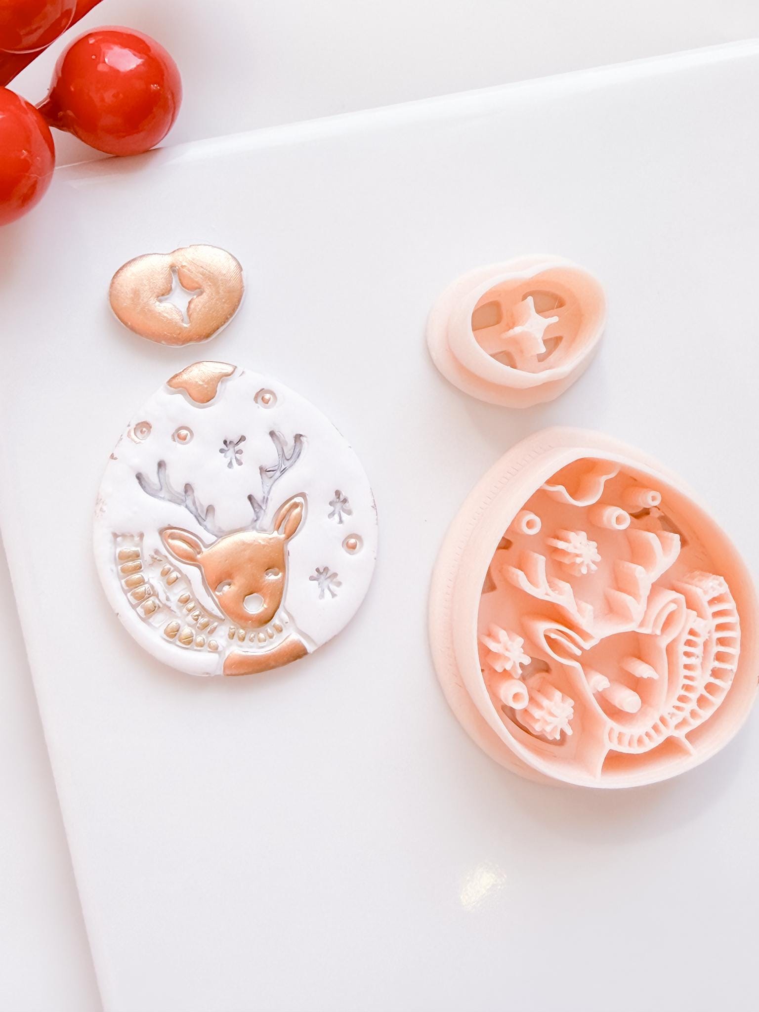 Winter Fairy Reindeer Ornament Polymer Clay Cutter Set Holiday Jewelry & Decor