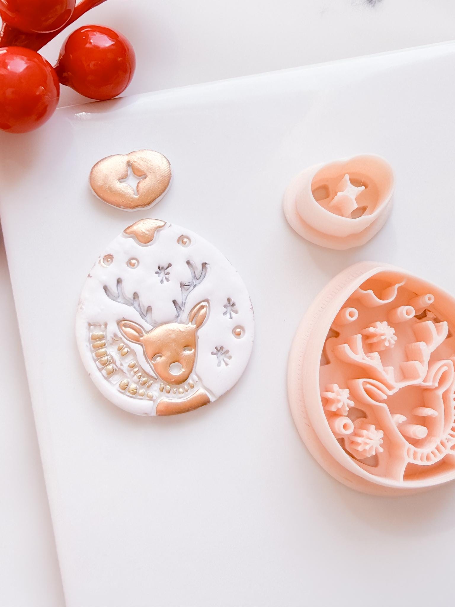 Winter Fairy Reindeer Ornament Polymer Clay Cutter Set Holiday Jewelry & Decor