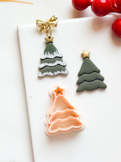Christmas Tree Polymer Clay Cutter with Star Topper Holiday Jewelry and Crafts