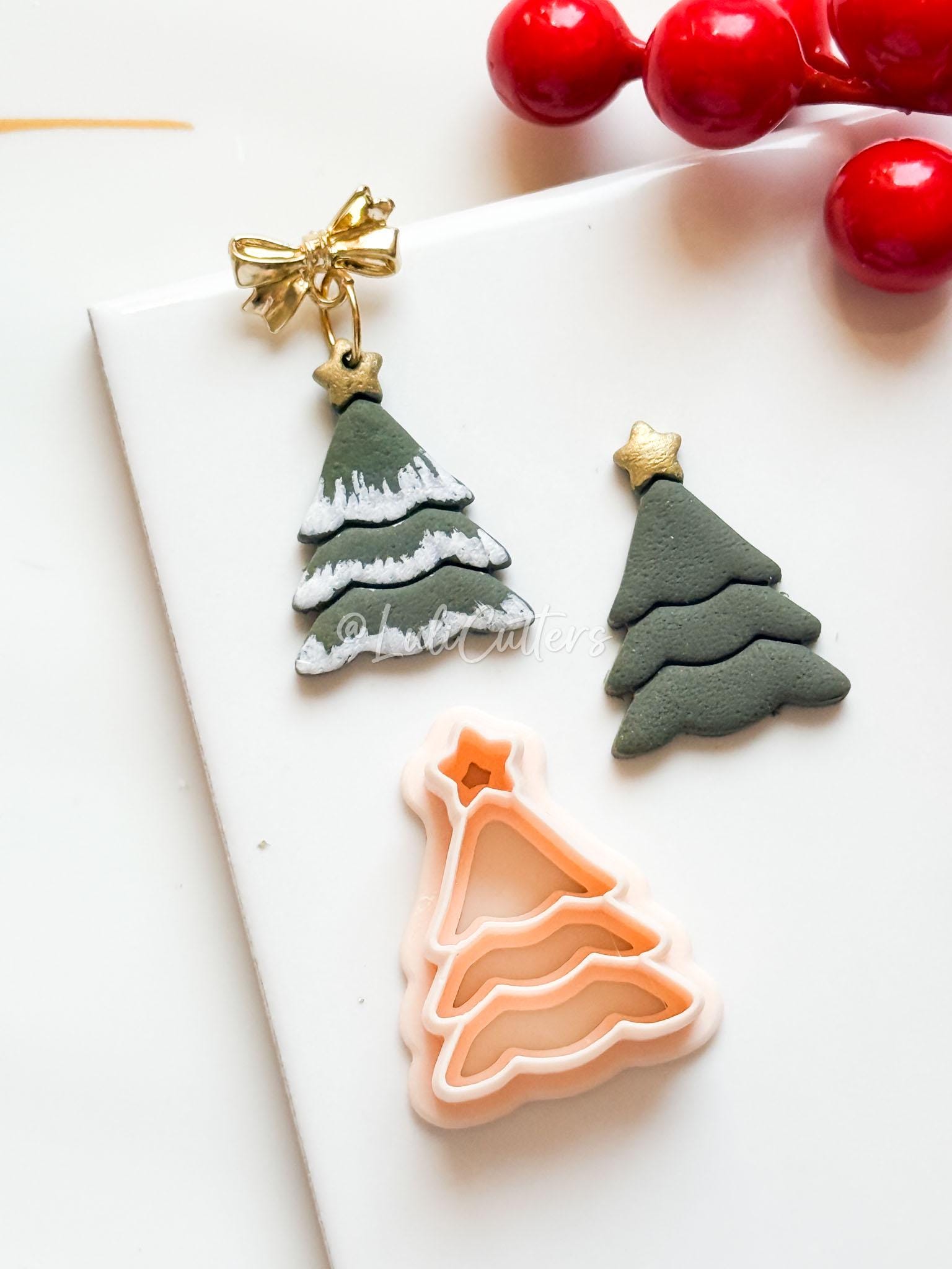 Christmas Tree Polymer Clay Cutter with Star Topper Holiday Jewelry and Crafts