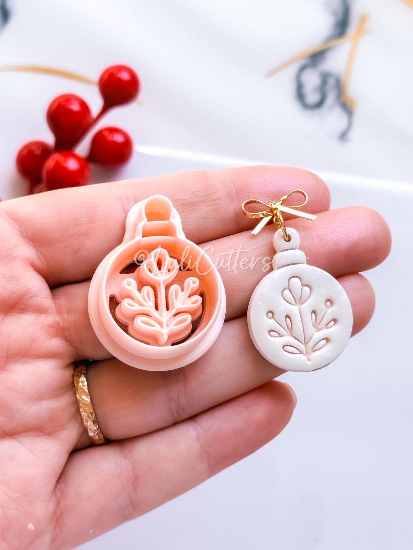 Winter Fairy Floral Ornament Polymer Clay Cutter Earrings, Jewelry, Christmas Decorations