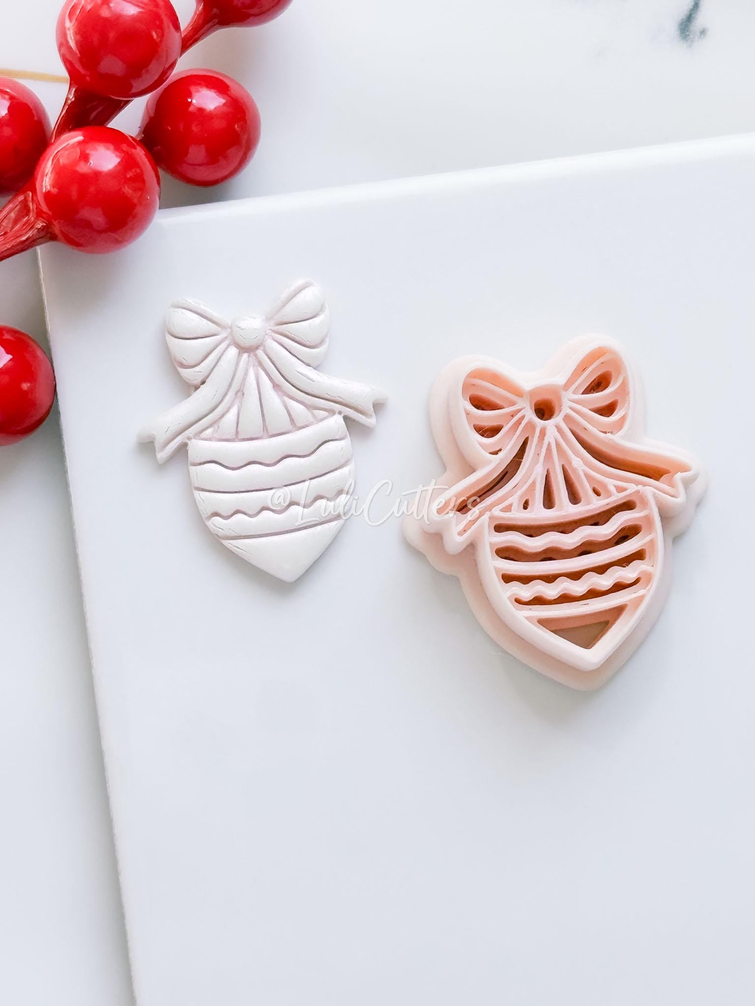 Winter Fairy Bow Ornament Polymer Clay Cutter Christmas Earrings and Decorations
