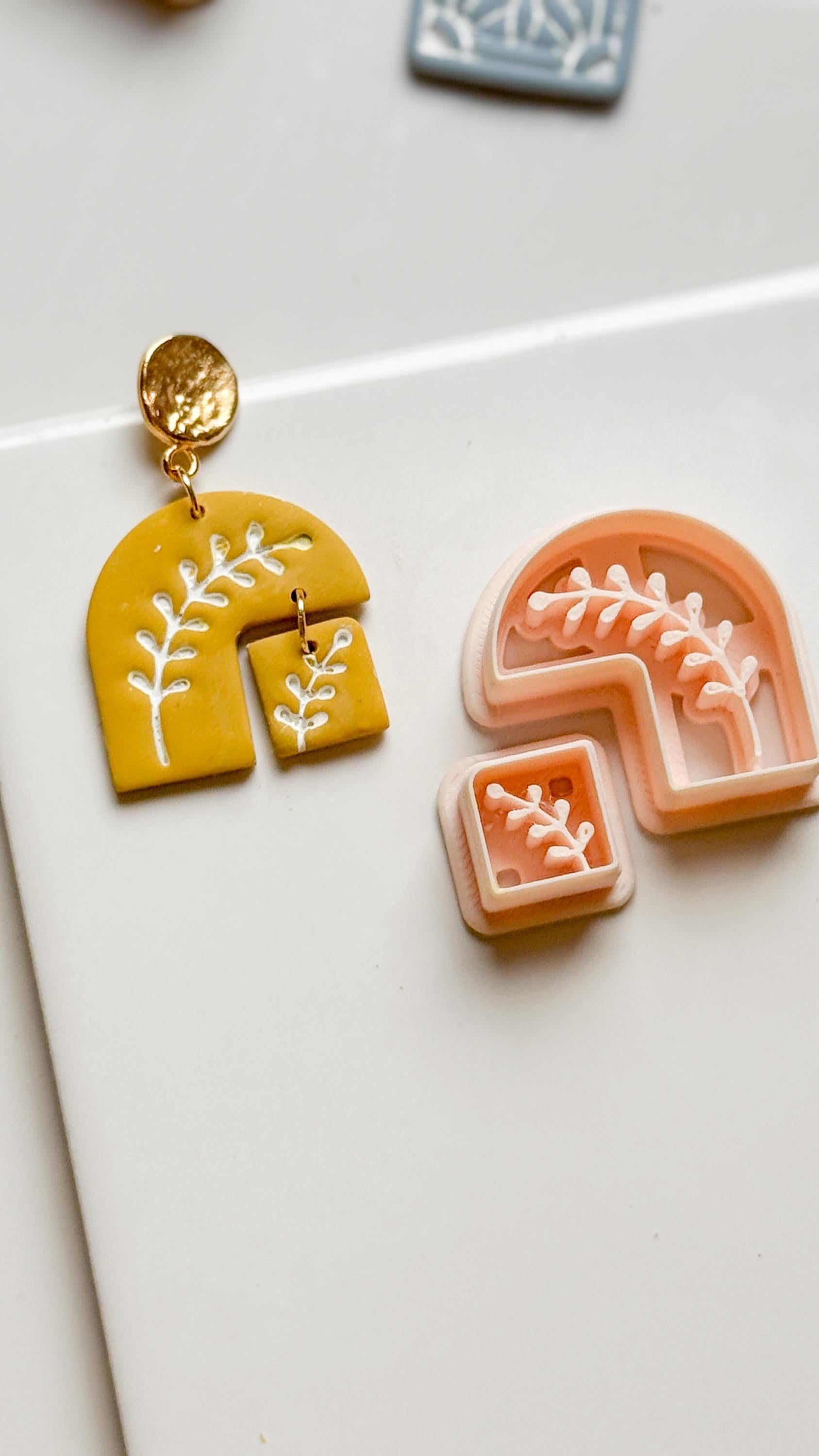 Botanical Arch and Square Clay Cutter Set with Leaf Imprint - Majolica Collection