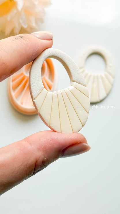 Ribbed Oval Clay Earring Cutter 45 mm Statement Shape with Built-in Detailing