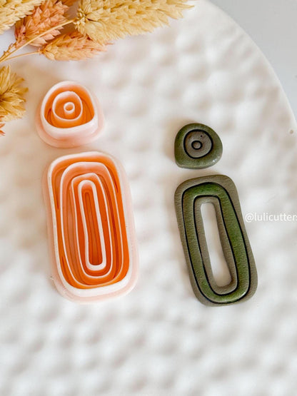 Polymer Clay Earring Cutter Set: Organic Shape, Line Textured Jewelry Making Tool
