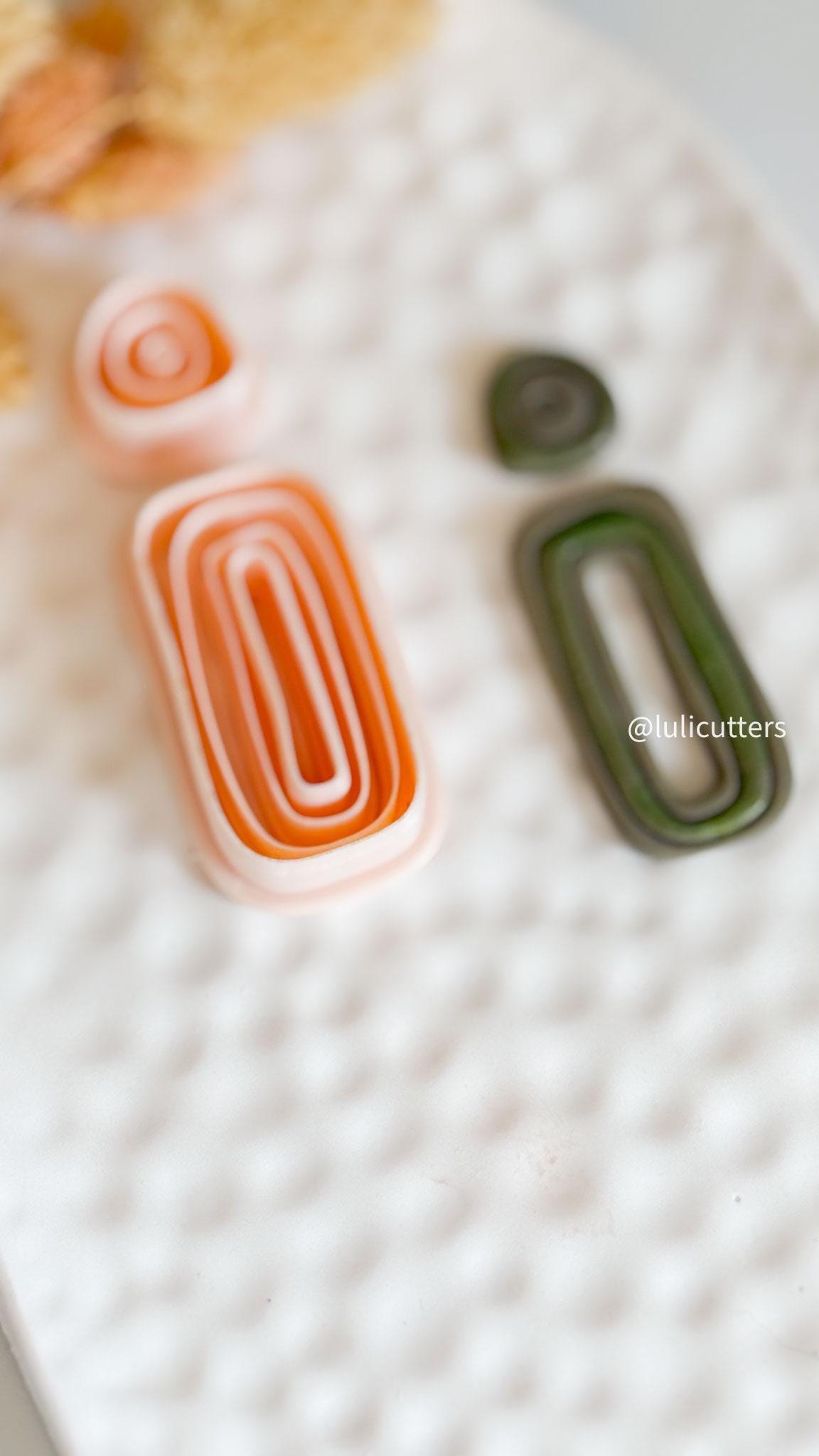 Polymer Clay Earring Cutter Set: Organic Shape, Line Textured Jewelry Making Tool