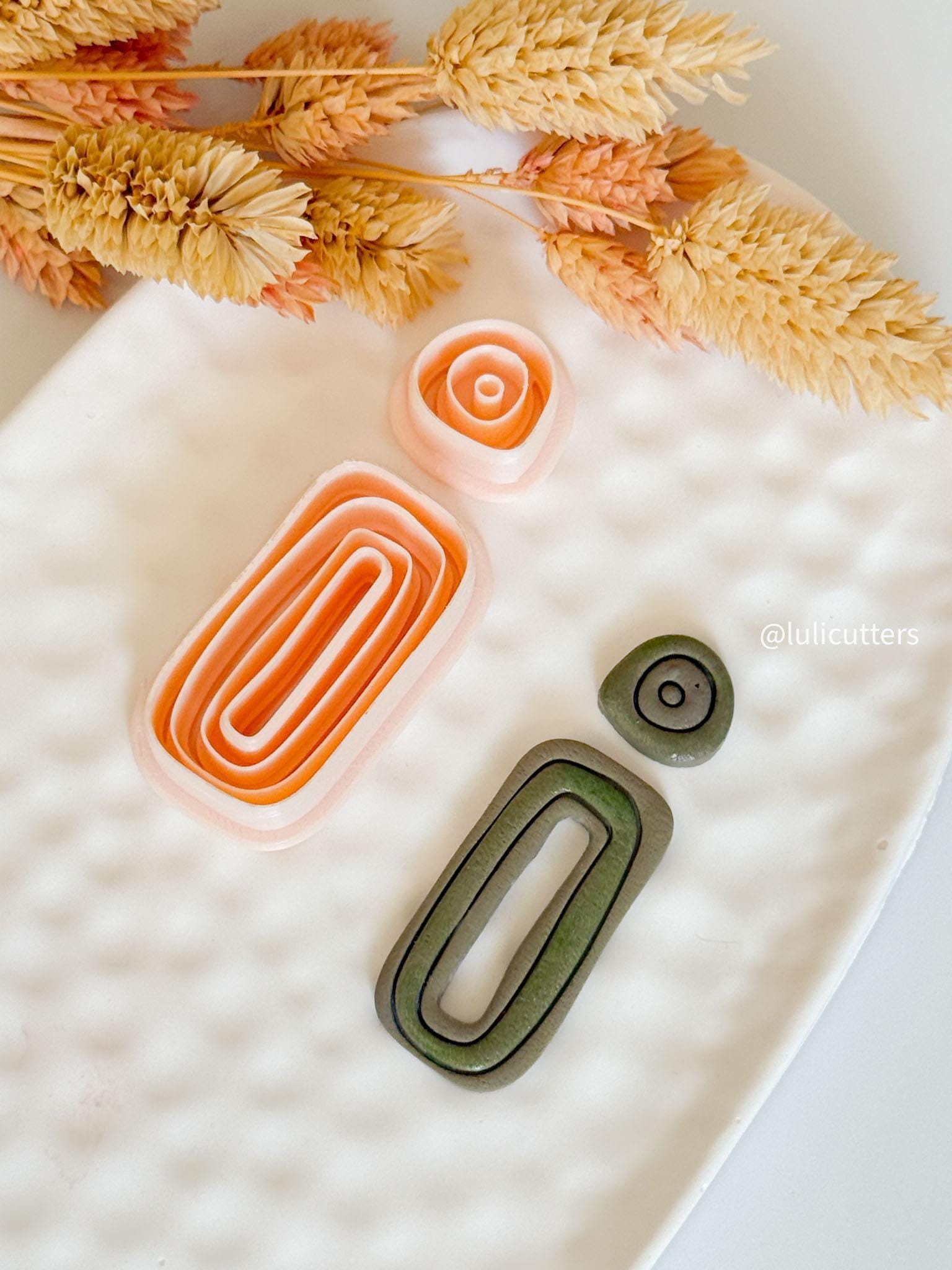 Polymer Clay Earring Cutter Set: Organic Shape, Line Textured Jewelry Making Tool