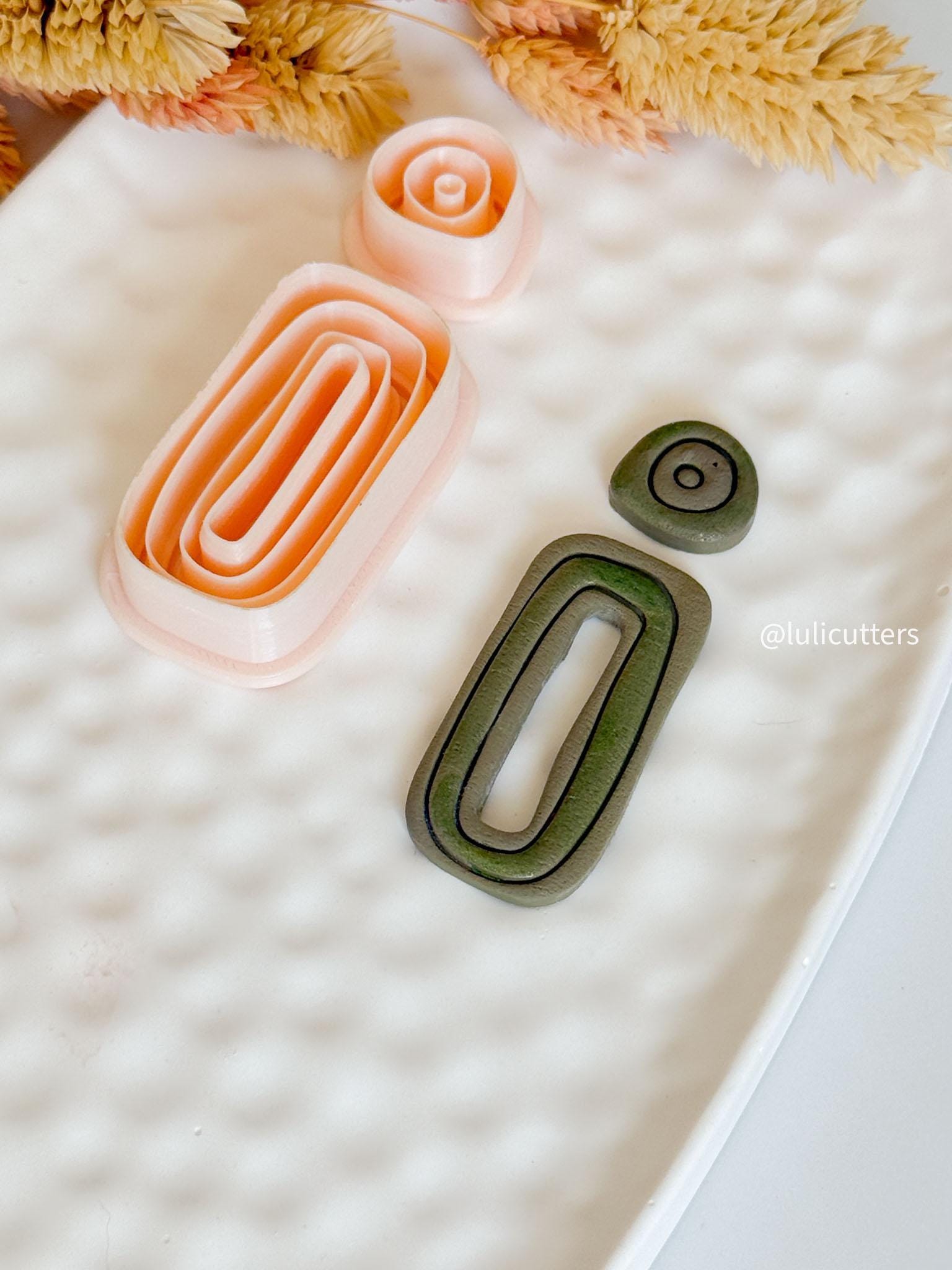 Polymer Clay Earring Cutter Set: Organic Shape, Line Textured Jewelry Making Tool