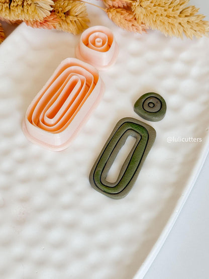 Polymer Clay Earring Cutter Set: Organic Shape, Line Textured Jewelry Making Tool