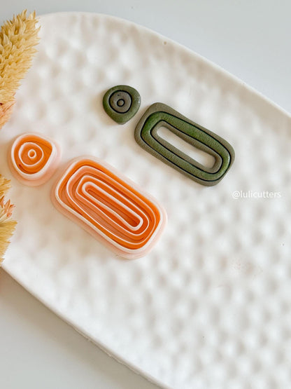 Polymer Clay Earring Cutter Set: Organic Shape, Line Textured Jewelry Making Tool