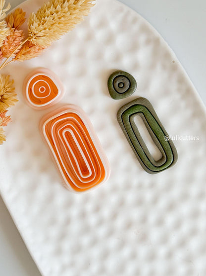 Polymer Clay Earring Cutter Set: Organic Shape, Line Textured Jewelry Making Tool