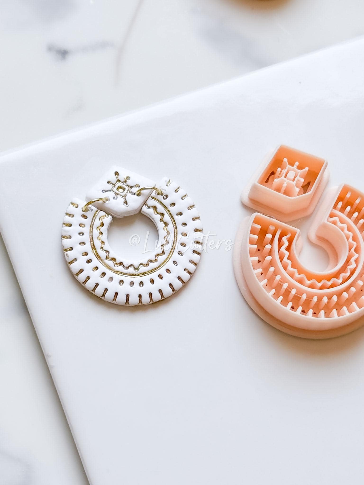 Boho Arch Clay Earring Cutter Set Includes Base Shape + Patterned Topper