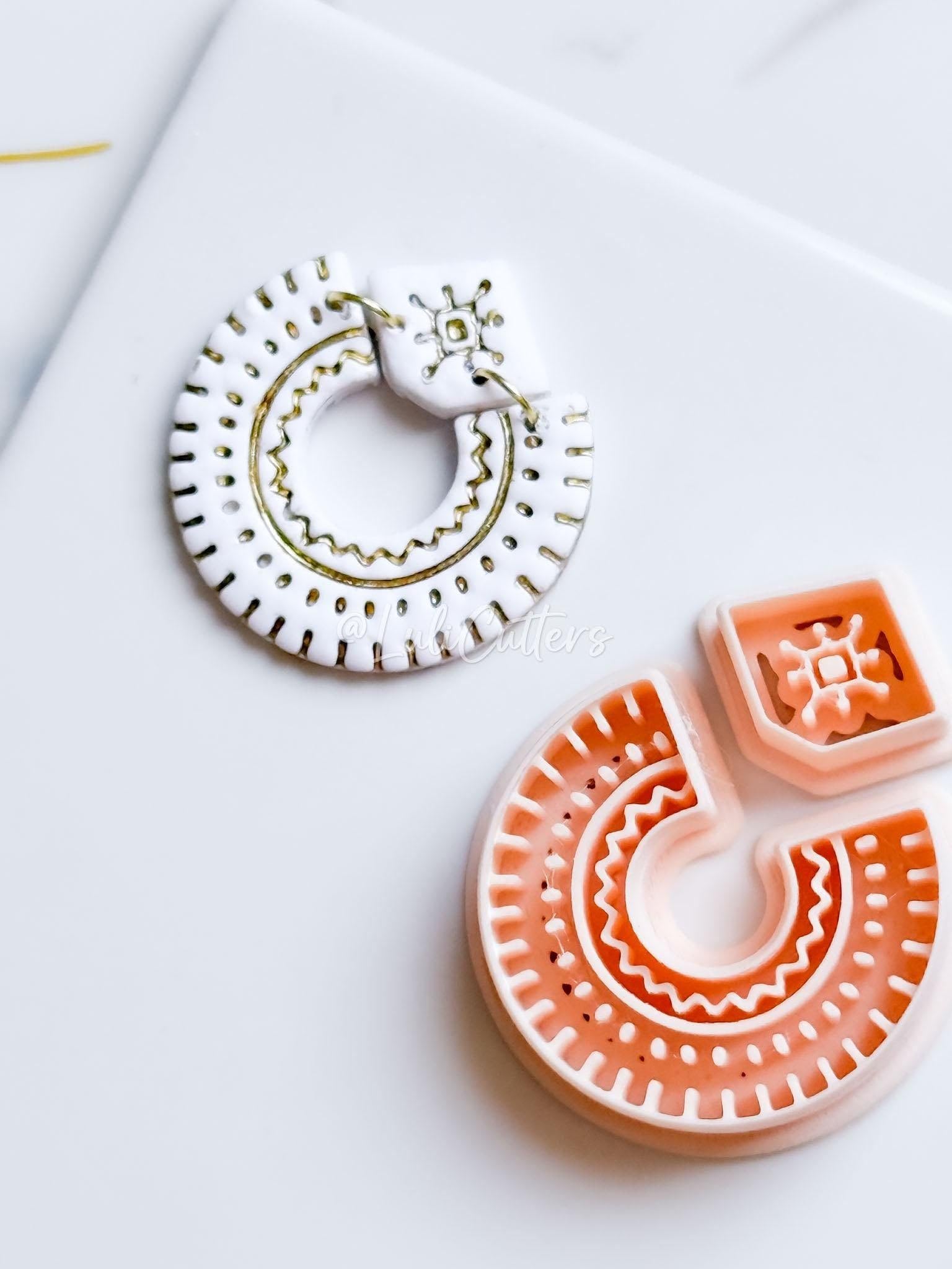 Boho Arch Clay Earring Cutter Set Includes Base Shape + Patterned Topper