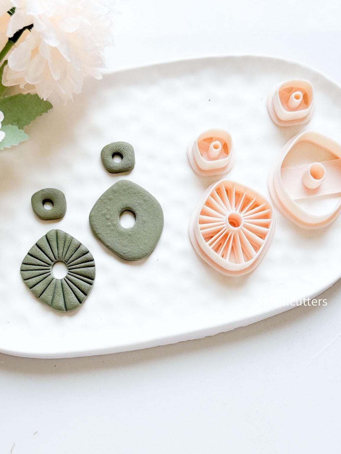 Organic Clay Earring Cutter Set: Plain & Lined DIY Jewelry Making