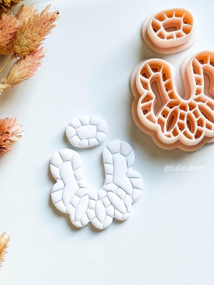 Abstract Layered Lines Clay Earring Cutter Set: Organic Texture
