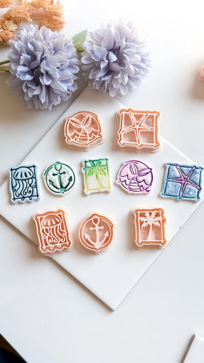 Tiki Summer Polymer Clay Cutters: Ocean Theme Mold Set