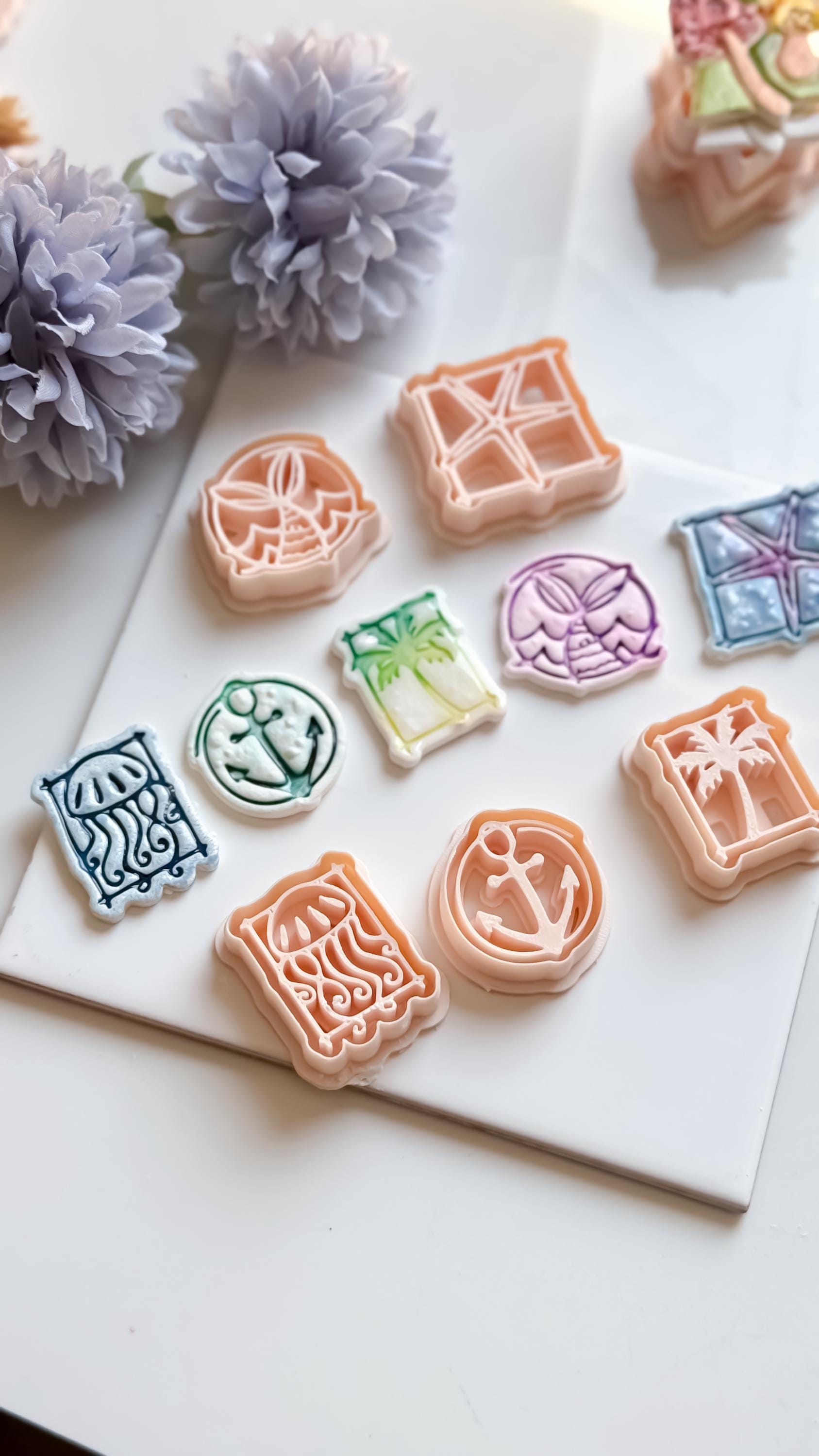 Tiki Summer Polymer Clay Cutters: Ocean Theme Mold Set