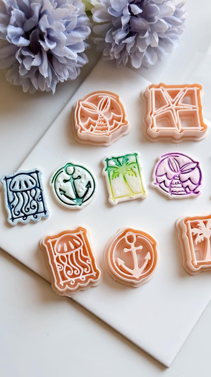 Tiki Summer Polymer Clay Cutters: Ocean Theme Mold Set