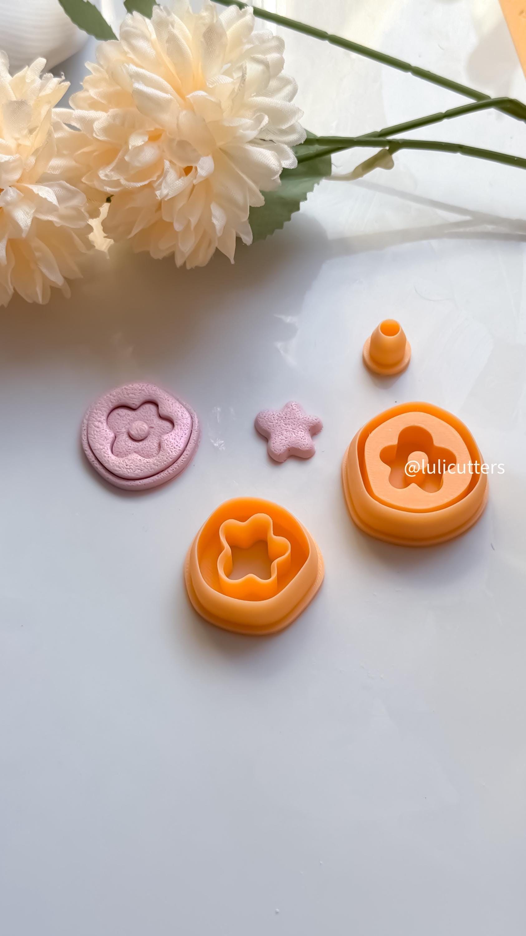 Organic Flower Stamp Earrings | Polymer Clay Jewelry Tool | Boho Floral Pattern