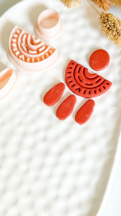 Boho Arch Clay Earring Cutter Set Circle Top with Half Arch and Drops