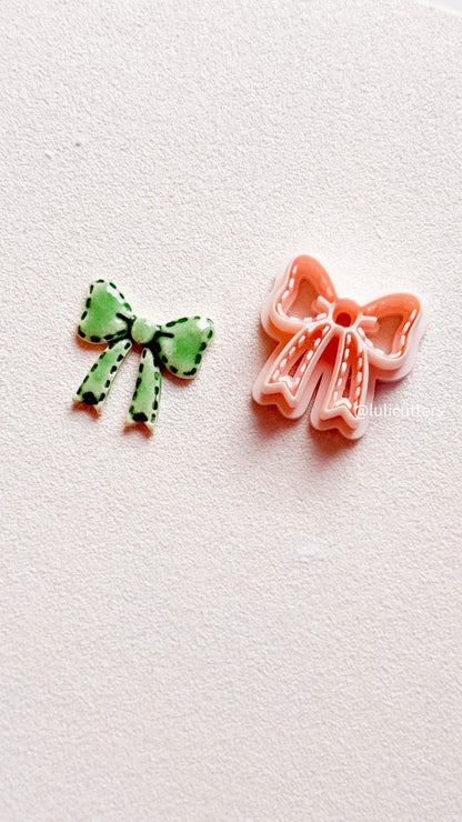 Stitched Bow Clay Cutter 25mm Faux Stitch Detail for Earrings or Charms