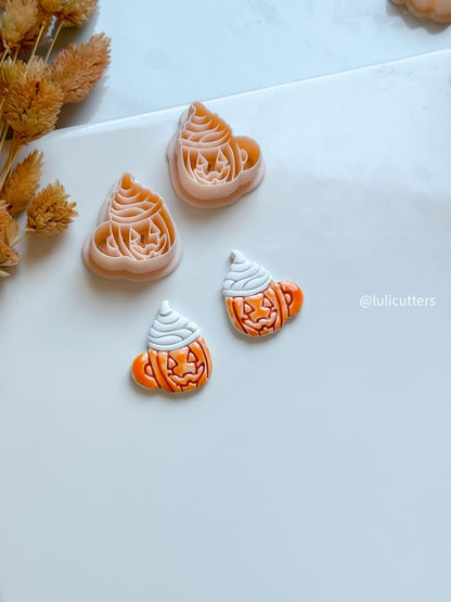 Pumpkin Mug Clay Cutter: Halloween Jack-O'-Lantern Earrings, Charms (30mm Tall)