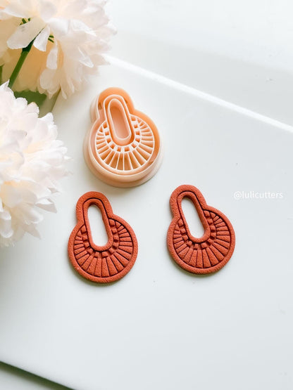 Boho Sunrise Cutter | Polymer Clay Earring Cutter with Imprint
