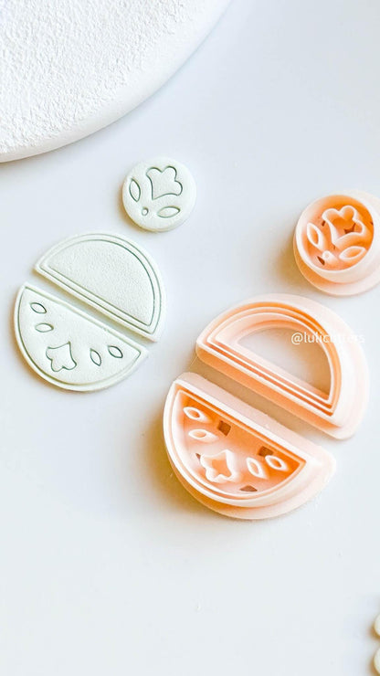 Folk Floral Clay Cutter Set Includes Imprint Circle Topper + 2 different Half Circle Base