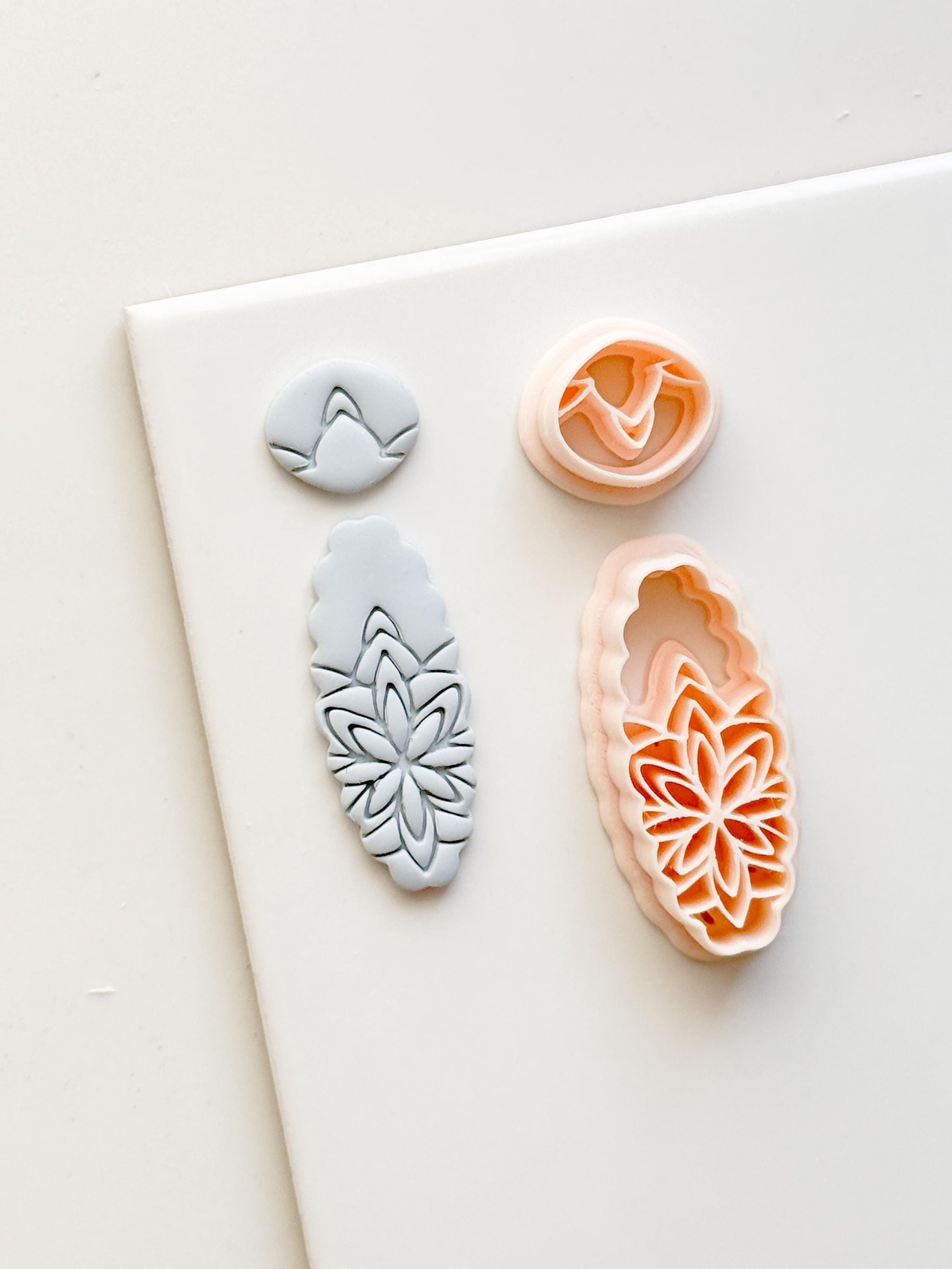 Oval Floral Polymer Clay Cutter Embossed Botanical Earring Shape