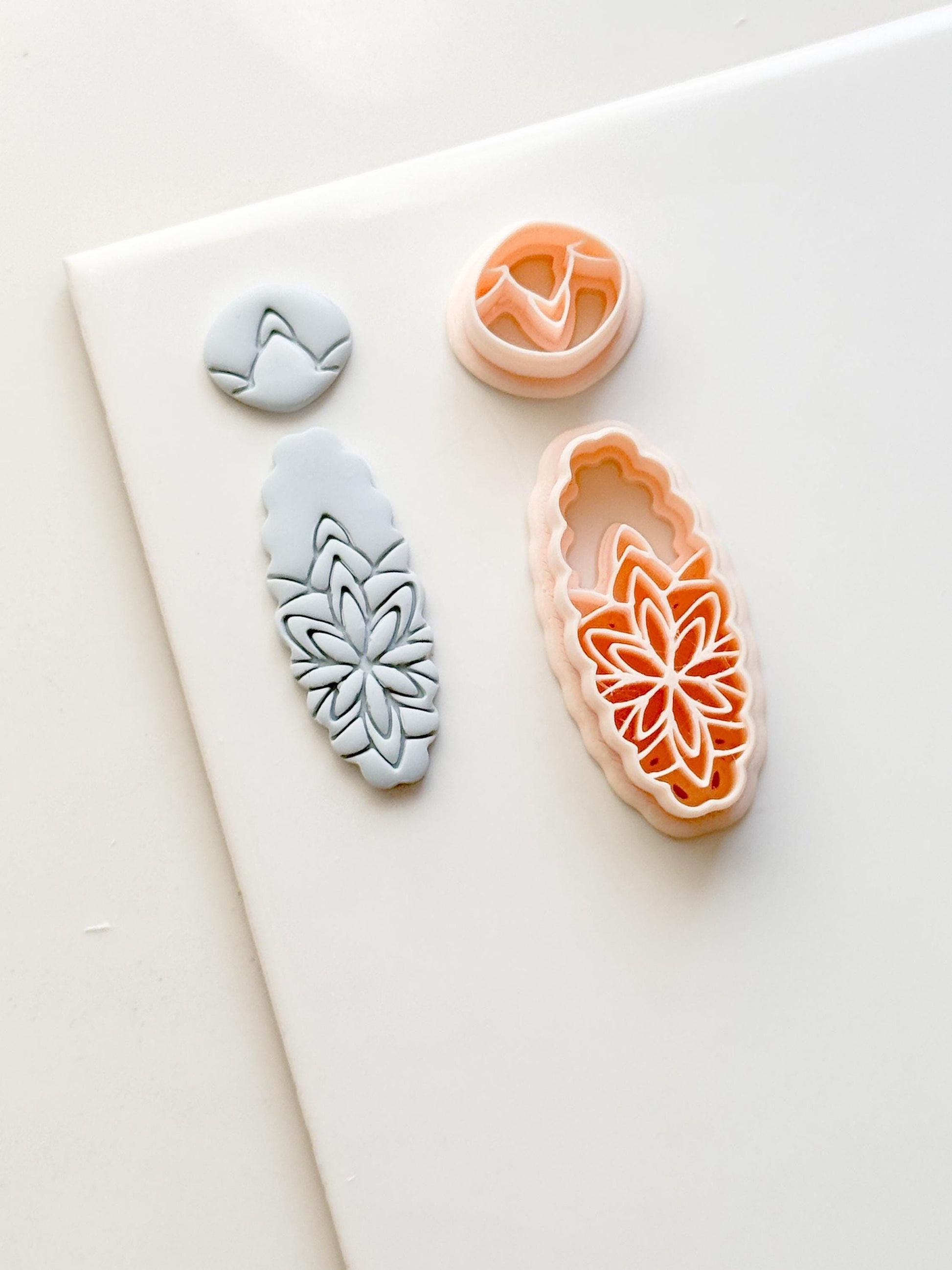 Oval Floral Polymer Clay Cutter Embossed Botanical Earring Shape