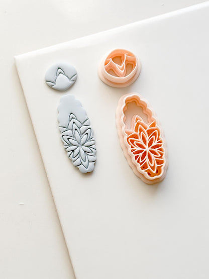 Oval Floral Polymer Clay Cutter Embossed Botanical Earring Shape