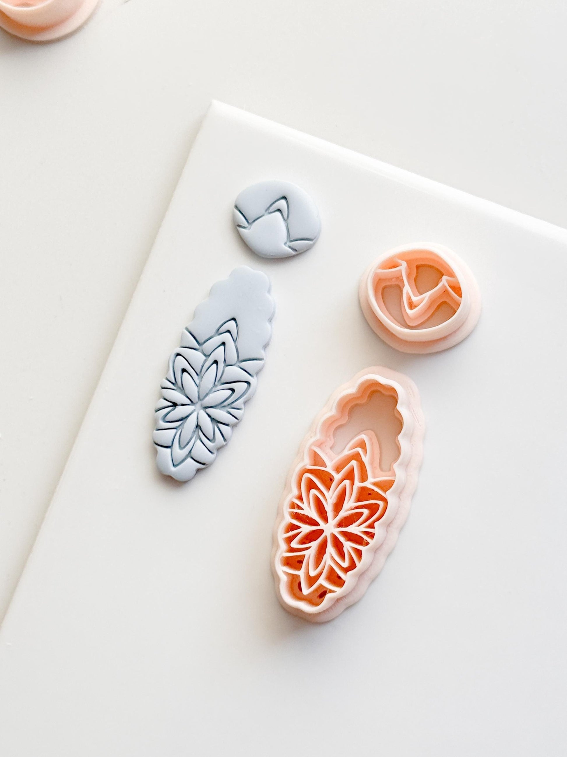 Oval Floral Polymer Clay Cutter Embossed Botanical Earring Shape