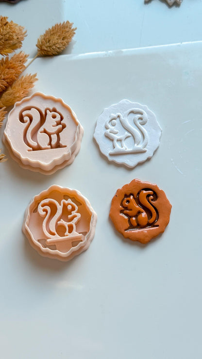 Squirrel Clay Cutter Set: Woodland Jewelry Molds - 35/40mm