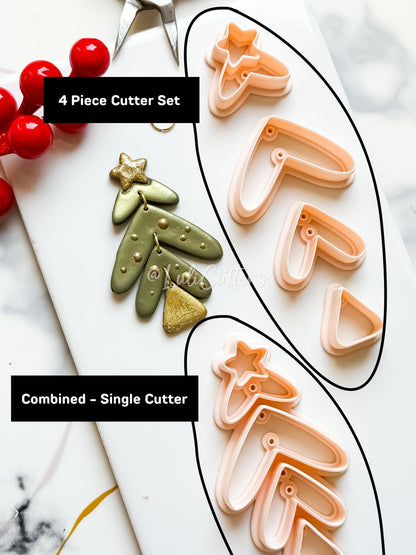 Winter Fairy Christmas Tree Clay Earring Cutter Set 4-Piece Layered Dangle Design