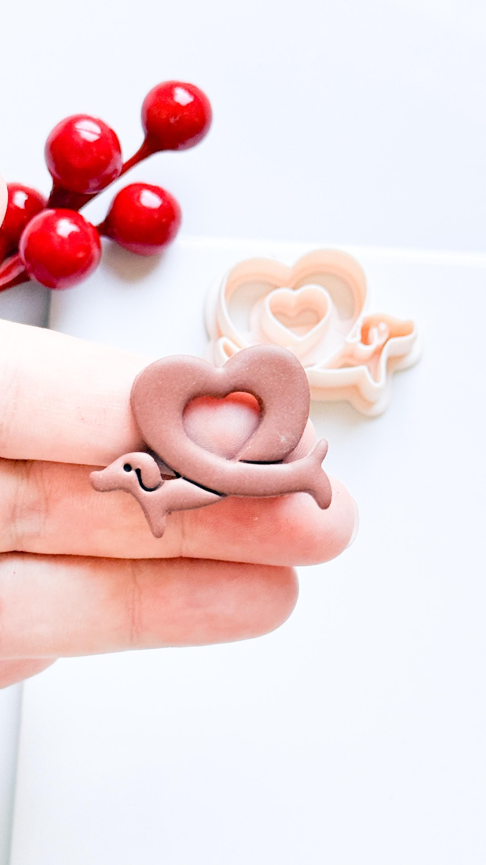 Dachshund Heart Clay Cutter – Polymer Clay Earring or Pendant Shape